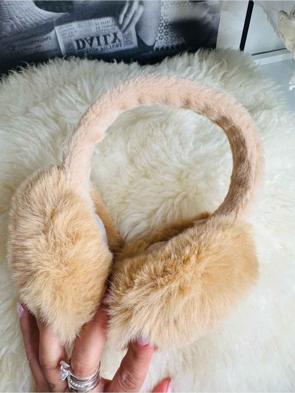 Plush Kids Earmuffs in Light Tan - Cozy Winter Ear Warmers
